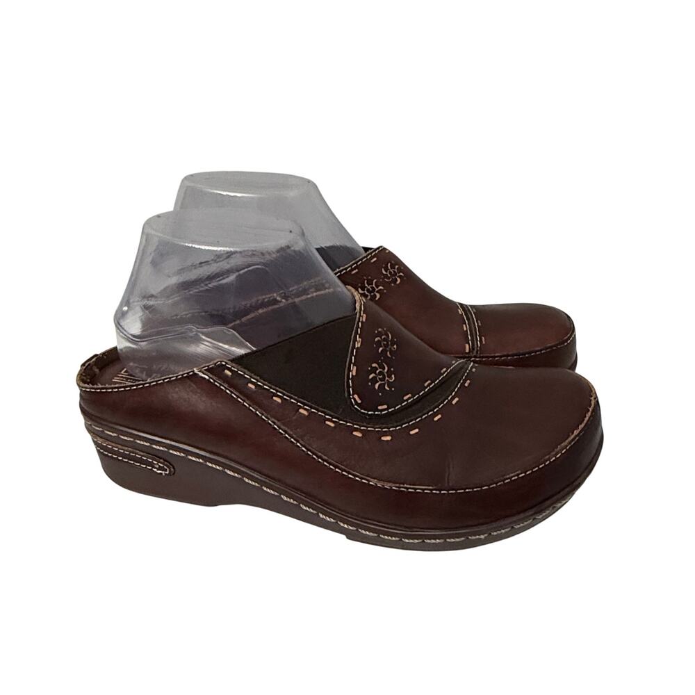 L’Artiste Chino Shoes Womens Size 9 Brown Leather Clogs Slip On Comfort 40